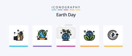 Ilustración de Earth Day Line Filled 5 Icon Pack Including day. earth. earth. environmental protection. ecology. Creative Icons Design - Imagen libre de derechos