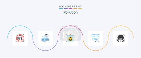 Téléchargez les illustrations : Pollution Flat 5 Icon Pack Including waste. mask. pollution. gas. pollution - en licence libre de droit