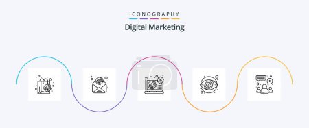 Illustration for Digital Marketing Line 5 Icon Pack Including meeting. chat. digital. money. view - Royalty Free Image