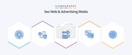 Illustration for Seo Web And Advertising Media 25 Blue icon pack including bubble. message. dollor. sms. layout - Royalty Free Image