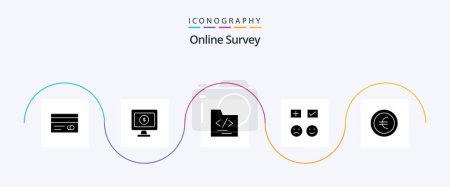 Ilustración de Online Survey Glyph 5 Icon Pack Including tick . happy . online. emojis . business - Imagen libre de derechos