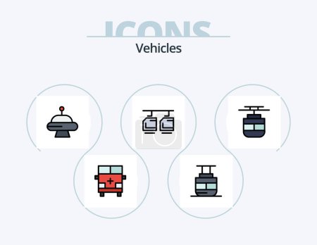 Illustration for Vehicles Line Filled Icon Pack 5 Icon Design. vehicles. transport. vehicles. ship. wheel - Royalty Free Image