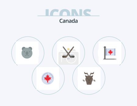 Illustration for Canada Flat Icon Pack 5 Icon Design. autumn. olympics. bear. ice. game - Royalty Free Image
