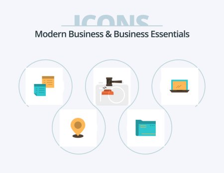 Téléchargez les illustrations : Modern Business And Business Essentials Flat Icon Pack 5 Icon Design. note. sticky. folder. storage. empty - en licence libre de droit