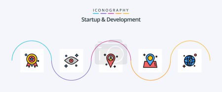 Illustration for Startup And Develepment Line Filled Flat 5 Icon Pack Including . map. map. world. way - Royalty Free Image