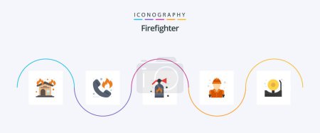 Illustration for Firefighter Flat 5 Icon Pack Including alert. fireman. hotline. firefighter. fighter - Royalty Free Image