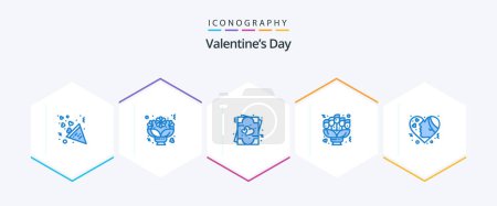 Téléchargez les illustrations : Valentines Day 25 Blue icon pack including date. love. roses. flowers. valentine - en licence libre de droit