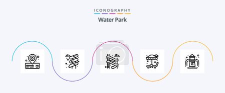 Illustration for Water Park Line 5 Icon Pack Including . garden. - Royalty Free Image