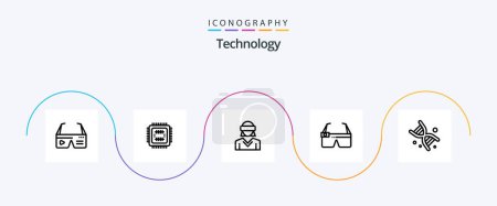 Illustration for Technology Line 5 Icon Pack Including smart. glasses. cpu. device. technology - Royalty Free Image