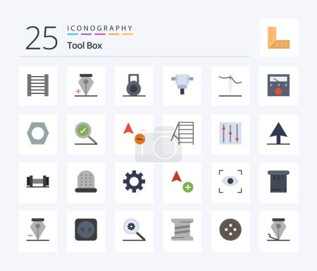 Ilustración de Tools 25 Flat Color icon pack including search. complete. sew. tools. arrow - Imagen libre de derechos