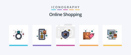 Ilustración de Online Shopping Line Filled 5 Icon Pack Including product. circle. online. camera. cart. Creative Icons Design - Imagen libre de derechos