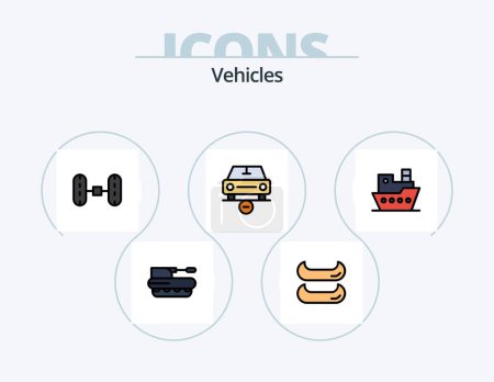 Téléchargez les illustrations : Vehicles Line Filled Icon Pack 5 Icon Design. . . more. truck. logistic - en licence libre de droit