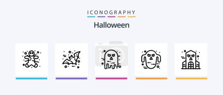 Illustration for Halloween Line 5 Icon Pack Including religion. christ. house holiday. book. skull. Creative Icons Design - Royalty Free Image