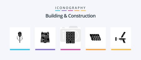 Téléchargez les illustrations : Building And Construction Glyph 5 Icon Pack Including foamgun. top. repair. tile. construction. Creative Icons Design - en licence libre de droit