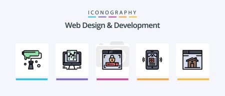 Illustration for Web Design And Development Line Filled 5 Icon Pack Including . video . music. design . sketch. Creative Icons Design - Royalty Free Image
