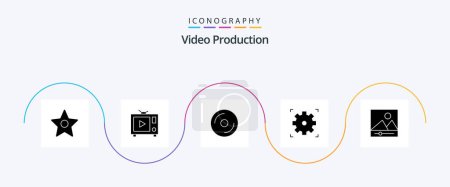 Ilustración de Video Production Glyph 5 Icon Pack Including setting. cinema . media - Imagen libre de derechos