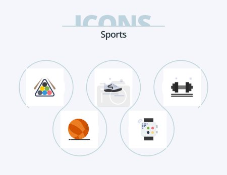 Téléchargez les illustrations : Sports Flat Icon Pack 5 Icon Design. exercise. shoes. hand. play. sport - en licence libre de droit