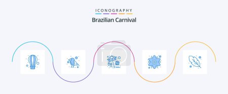 Ilustración de Brazilian Carnival Blue 5 Icon Pack Including feather. plant. beach. flower. chamomile - Imagen libre de derechos