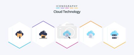 Ilustración de Cloud Technology 25 Flat icon pack including copy. data. data. access. data - Imagen libre de derechos