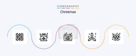 Téléchargez les illustrations : Christmas Line 5 Icon Pack Including christmas. mistletoe. calendar. kiss. xmas - en licence libre de droit