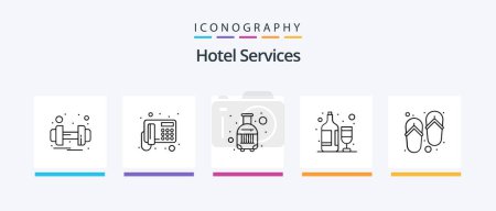 Téléchargez les illustrations : Hotel Services Line 5 Icon Pack Including . ironing. lamp. iron. key. Creative Icons Design - en licence libre de droit