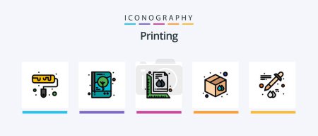 Illustration for Printing Line Filled 5 Icon Pack Including page. banner. pencil. print. document. Creative Icons Design - Royalty Free Image