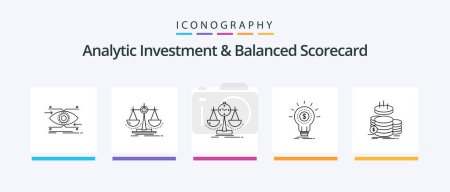 Ilustración de Analytic Investment And Balanced Scorecard Line 5 Icon Pack Including funding. investment. gear. work. Creative Icons Design - Imagen libre de derechos