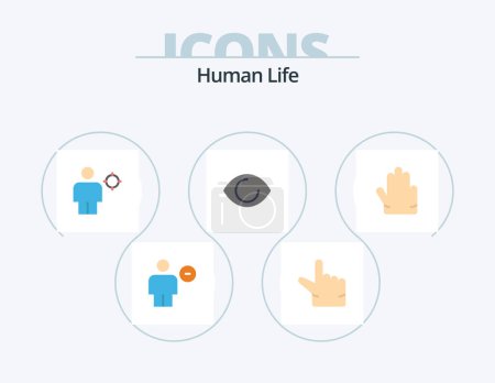 Téléchargez les illustrations : Human Flat Icon Pack 5 Icon Design. four. vision. body. human. eye - en licence libre de droit