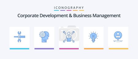 Illustration for Corporate Development And Business Management Blue 5 Icon Pack Including human. direction. gear. career. working. Creative Icons Design - Royalty Free Image