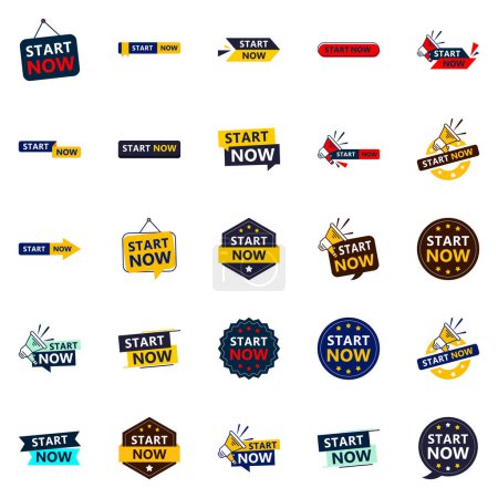 Ilustración de Start Now 25 Eye catching Typographic Banners for driving action - Imagen libre de derechos
