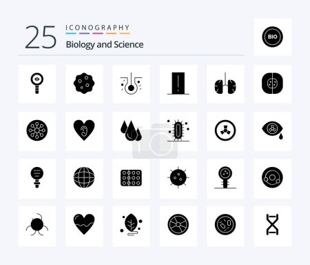 Téléchargez les illustrations : Biology 25 Solid Glyph icon pack including anatomy. gadget. zoom. electronics. biology meter - en licence libre de droit