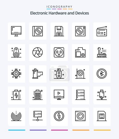 Téléchargez les illustrations : Creative Devices 25 OutLine icon pack  Such As music. devices. digital. products. electronics - en licence libre de droit