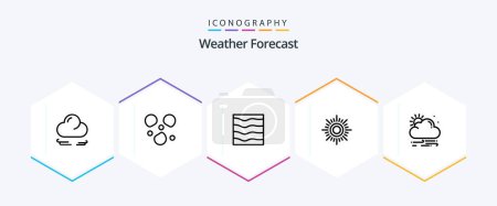 Illustration for Weather 25 Line icon pack including . sun. sea. wind. sunny - Royalty Free Image