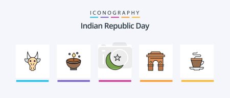 Illustration for Indian Republic Day Line Filled 5 Icon Pack Including indian. bloone. skull. day. flag. Creative Icons Design - Royalty Free Image