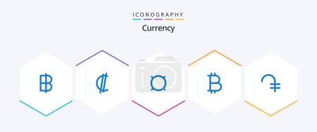 Ilustración de Currency 25 Blue icon pack including coin. dram. generic money. currency. bitcoin - Imagen libre de derechos