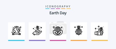 Ilustración de Earth Day Line 5 Icon Pack Including setting. earth. globe. safe. globe. Creative Icons Design - Imagen libre de derechos