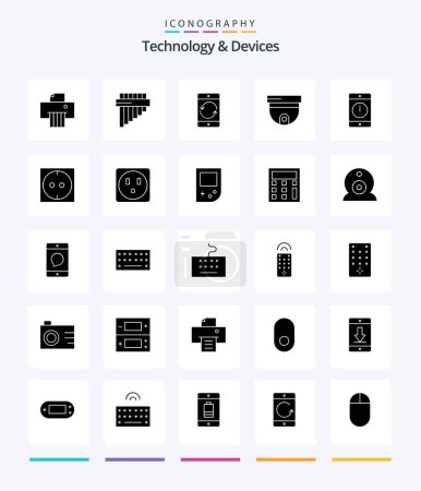 Téléchargez les illustrations : Creative Devices 25 Glyph Solid Black icon pack  Such As devices. alert. device. surveillance. roof - en licence libre de droit