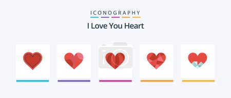 Illustration for Heart Flat 5 Icon Pack Including love. globe. like. favorite. love. Creative Icons Design - Royalty Free Image