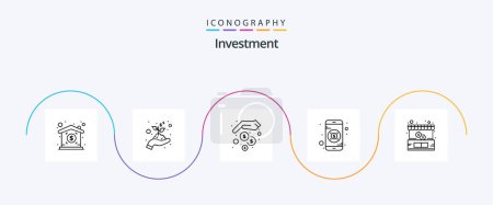 Ilustración de Investment Line 5 Icon Pack Including . shop. money. ecommerce. mobile - Imagen libre de derechos