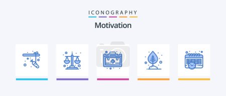 Ilustración de Motivation Blue 5 Icon Pack Including . schedule. health. calendar. pot. Creative Icons Design - Imagen libre de derechos