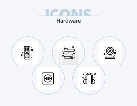 Illustration for Hardware Line Icon Pack 5 Icon Design. . . sd-card. record. mic - Royalty Free Image