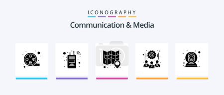Ilustración de Communication And Media Glyph 5 Icon Pack Including web. teamwork. location. team. gear. Creative Icons Design - Imagen libre de derechos