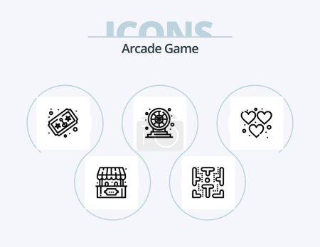 Illustration for Arcade Line Icon Pack 5 Icon Design. slot machine. game. fun. fun. recreation - Royalty Free Image