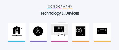 Téléchargez les illustrations : Devices Glyph 5 Icon Pack Including music. devices. products. hardware. cooling. Creative Icons Design - en licence libre de droit