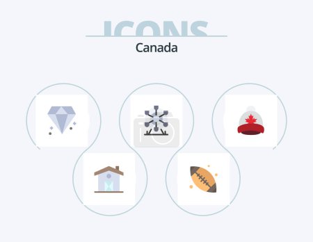 Illustration for Canada Flat Icon Pack 5 Icon Design. canada. cap. canada. hat. wheel - Royalty Free Image