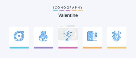 Illustration for Valentine Blue 5 Icon Pack Including . mp love. heart. card. Creative Icons Design - Royalty Free Image