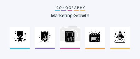 Ilustración de Marketing Growth Glyph 5 Icon Pack Including graph. chart. tag. calendar. income. Creative Icons Design - Imagen libre de derechos