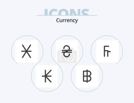 Téléchargez les illustrations : Currency Flat Icon Pack 5 Icon Design. finance. franc. denarius. ukraine. hryvna - en licence libre de droit