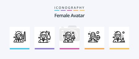 Téléchargez les illustrations : Female Avatar Line 5 Icon Pack Including writer. copywriter. commercial. blogger. worker. Creative Icons Design - en licence libre de droit