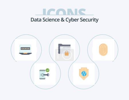 Illustration for Data Science And Cyber Security Flat Icon Pack 5 Icon Design. password. data. protection. security. computer - Royalty Free Image